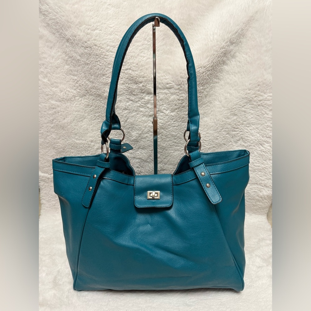 Stylish Blue Leather Tote Bag - Picture 4 of 11